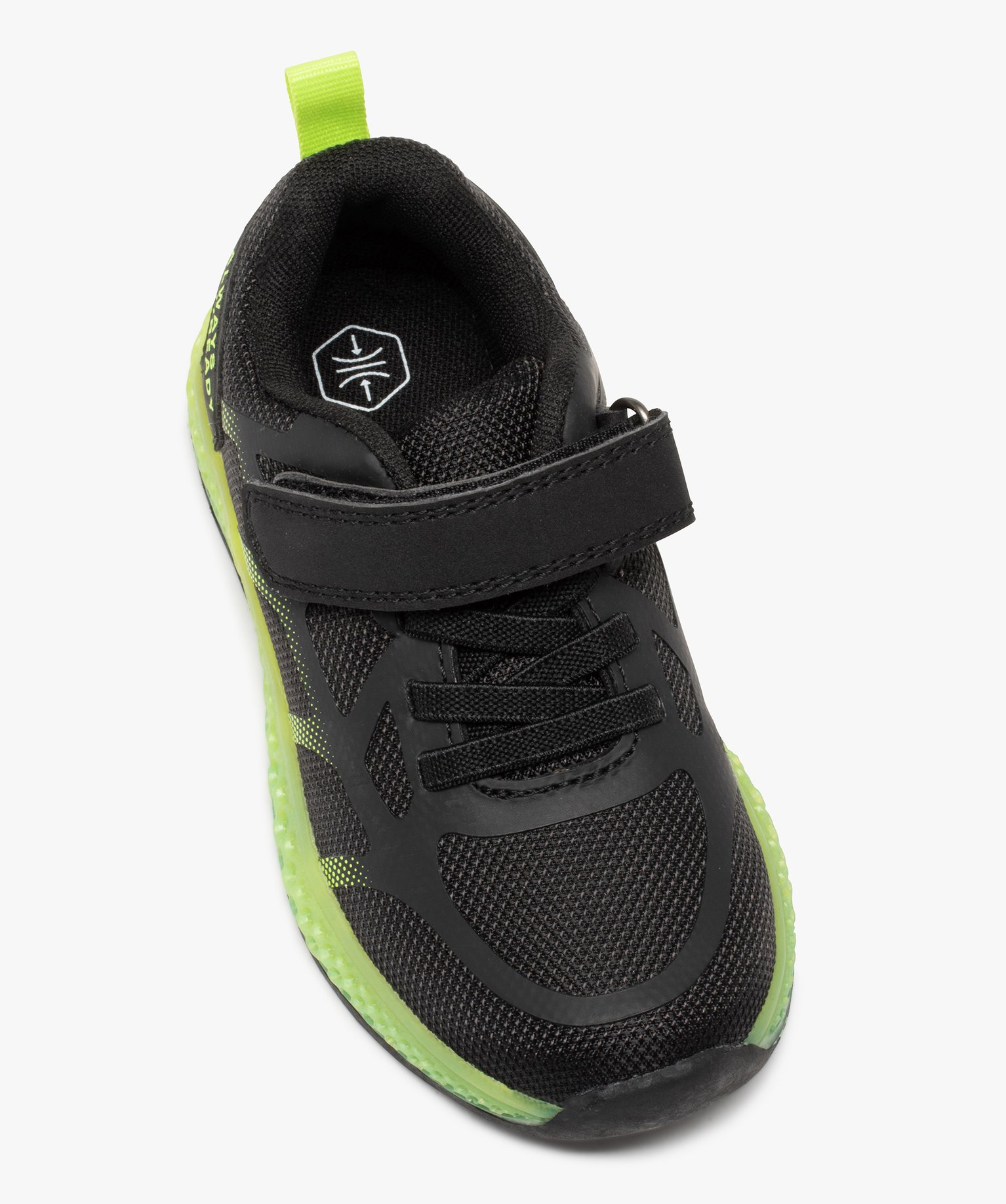 Baskets Garçon running à lacets élastiques et scratch noir | GEMO
