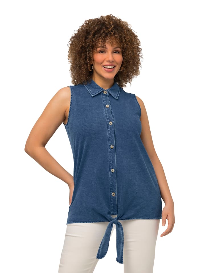 Ulla Popken Blusentop in blue denim günstig kaufen
