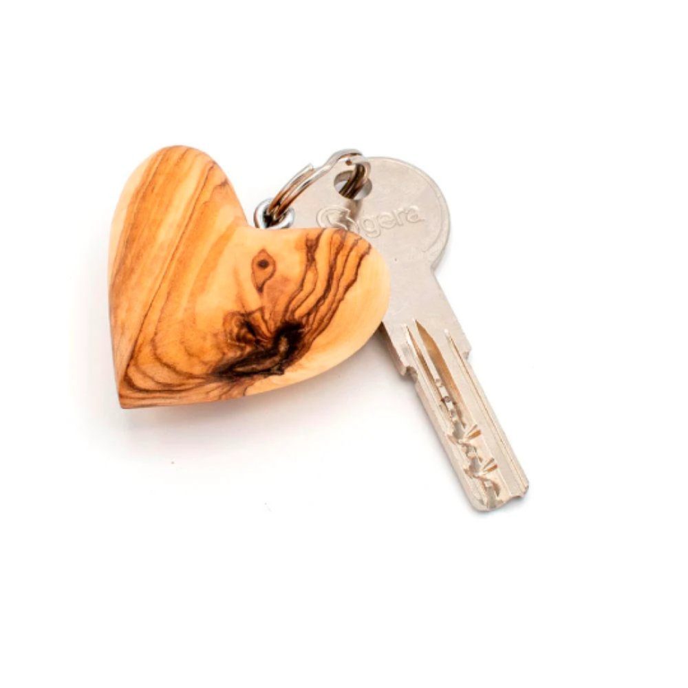 Olivenholz-erleben Schlüsselanhänger Schlüsselanhänger HERZ edles Olivenholz (1-tlg), Schöne Geschenk Idee, handgefertigt, 100% Olivenholz