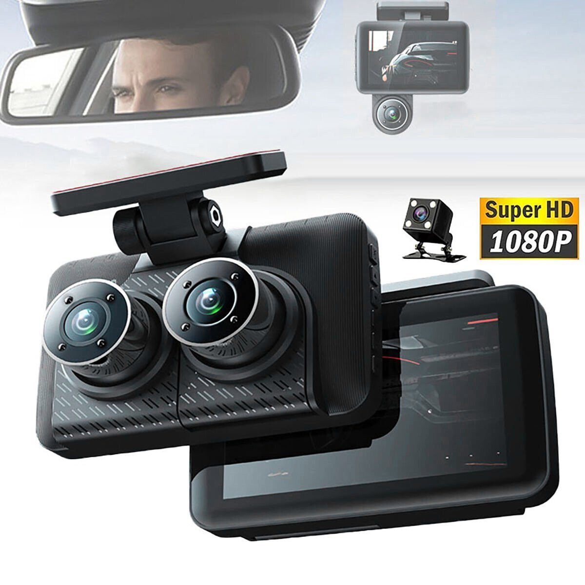 Yoyaxi 1080P HD Dual-Dashcam Dashcam (Auto-DVR-Videorecorder, G-Sensor, vorne und hinten, Kamera)