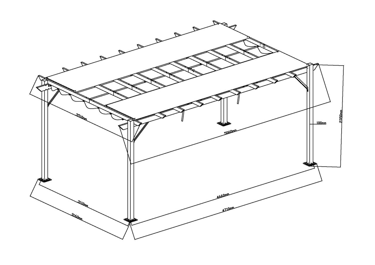 CHILLROI Outdoor Aluminium Pavillon/Pergola 17,67 m² mit verstellbarem Sonnensegel walnuss