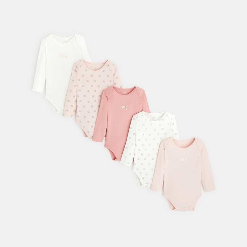 Body manches longues col US (lot de 5) rose naissance