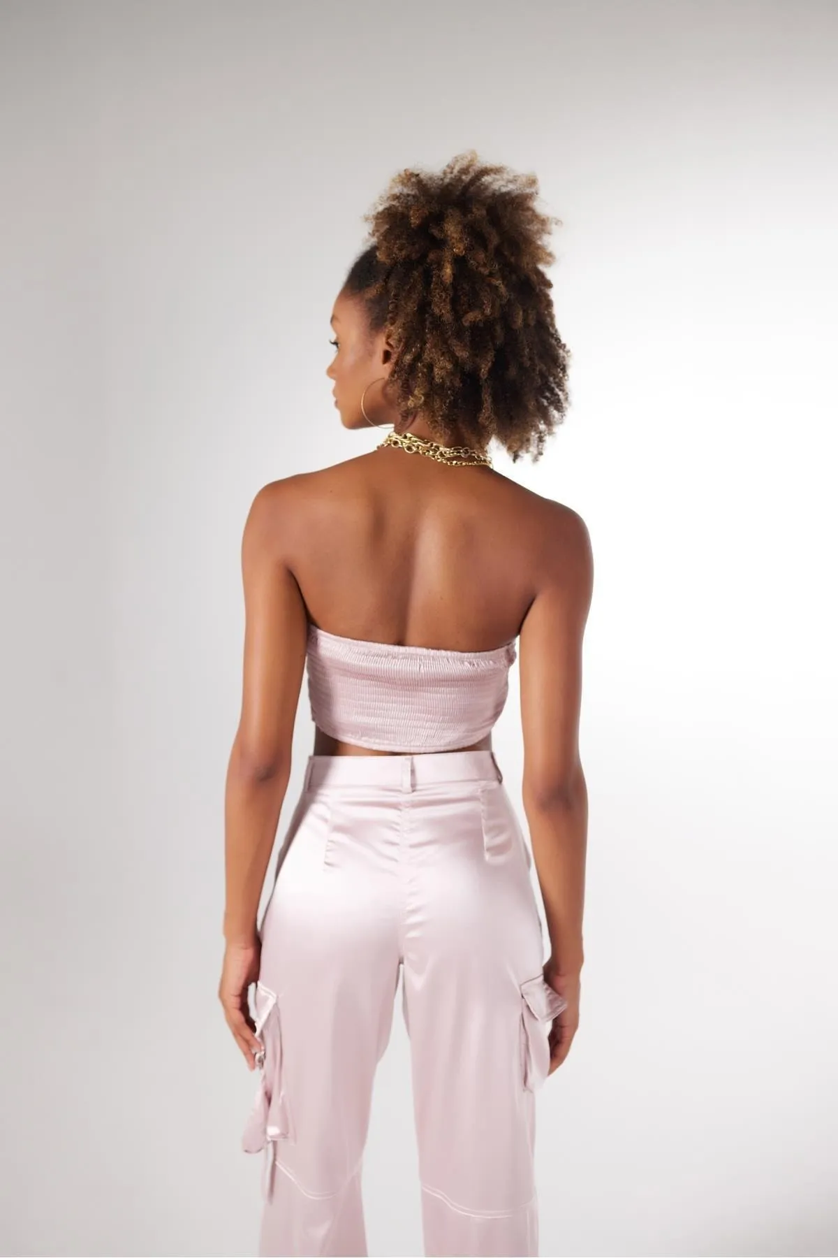 HOLLY LOLLY  Crop Model Underwire Satin Maddy Bustier Powder