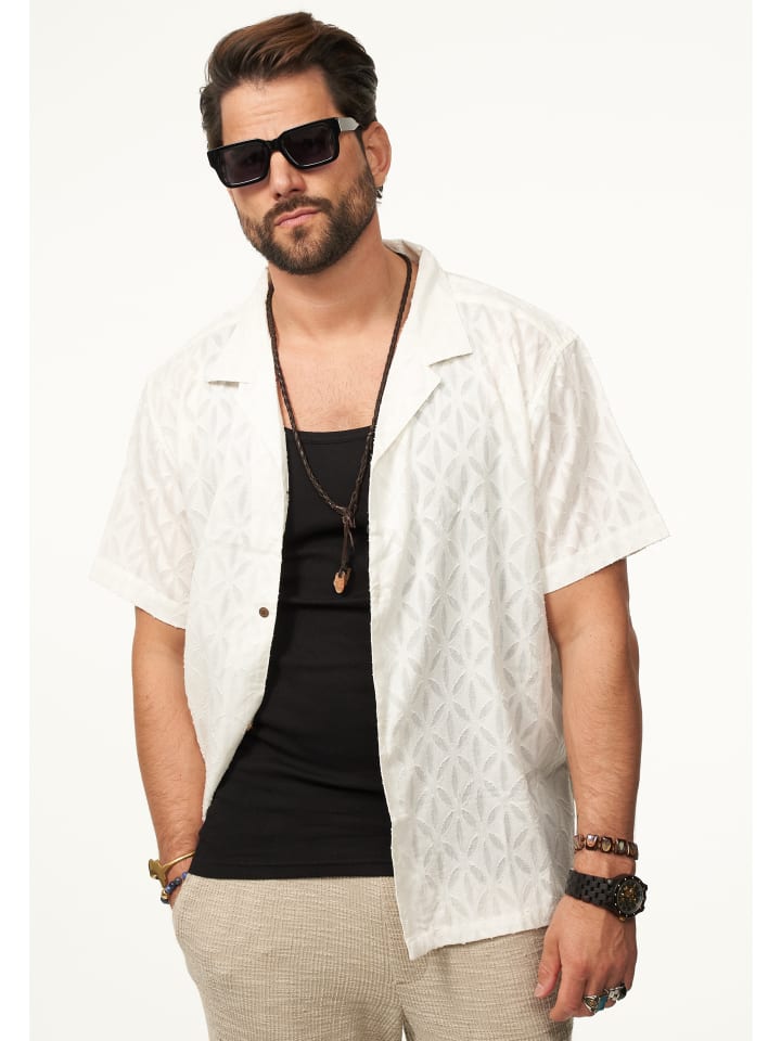 SOULSTAR Kurzarmhemd - im Vintage Summer-Look Kurzarm Strick Polo-Hemd T-Shirt in Ecru günstig kaufen