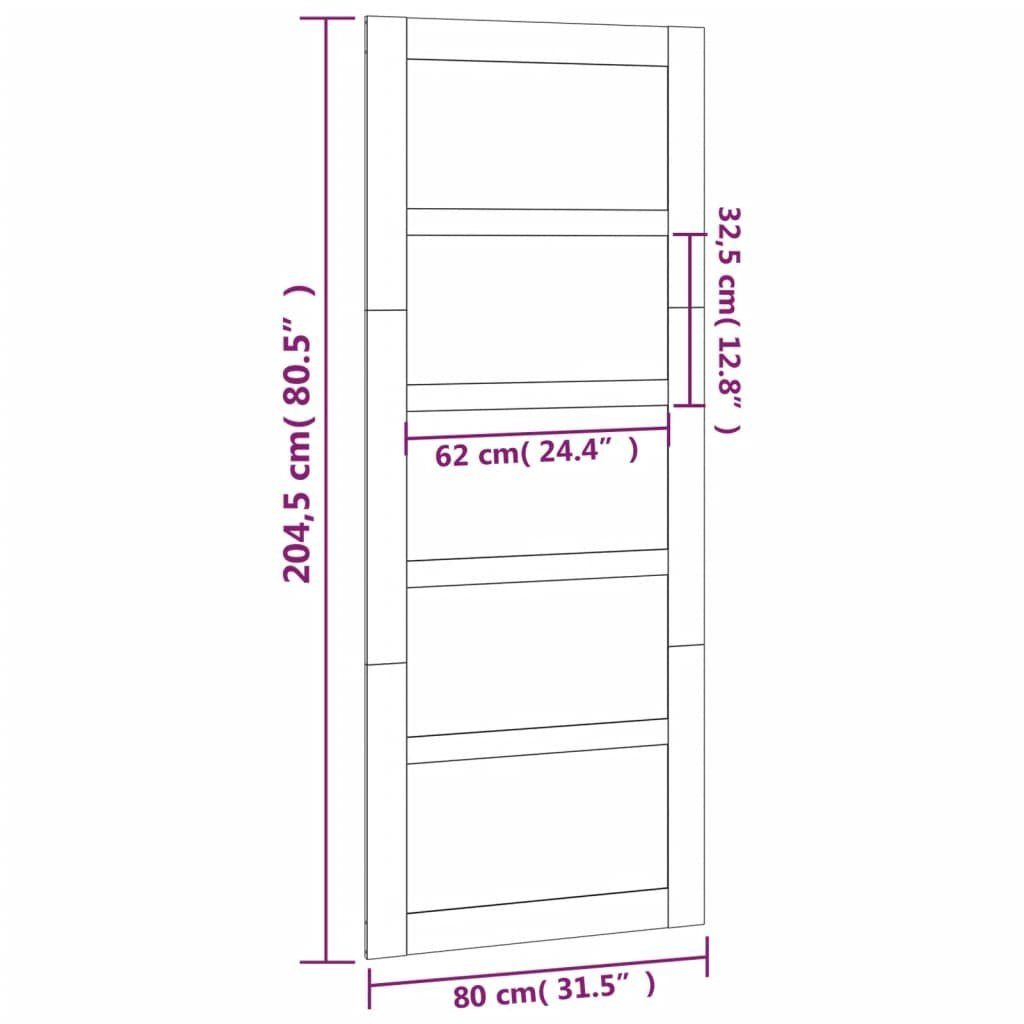vidaXL Schiebetür Scheunentür Weiß 80x1,8x204,5 cm Massivholz Kiefer (1-St)