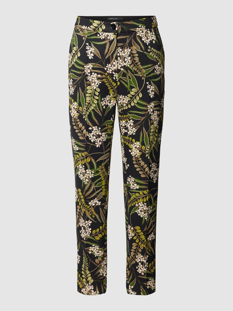 Feminine Fit Stoffhose mit floralem Muster in schwarz