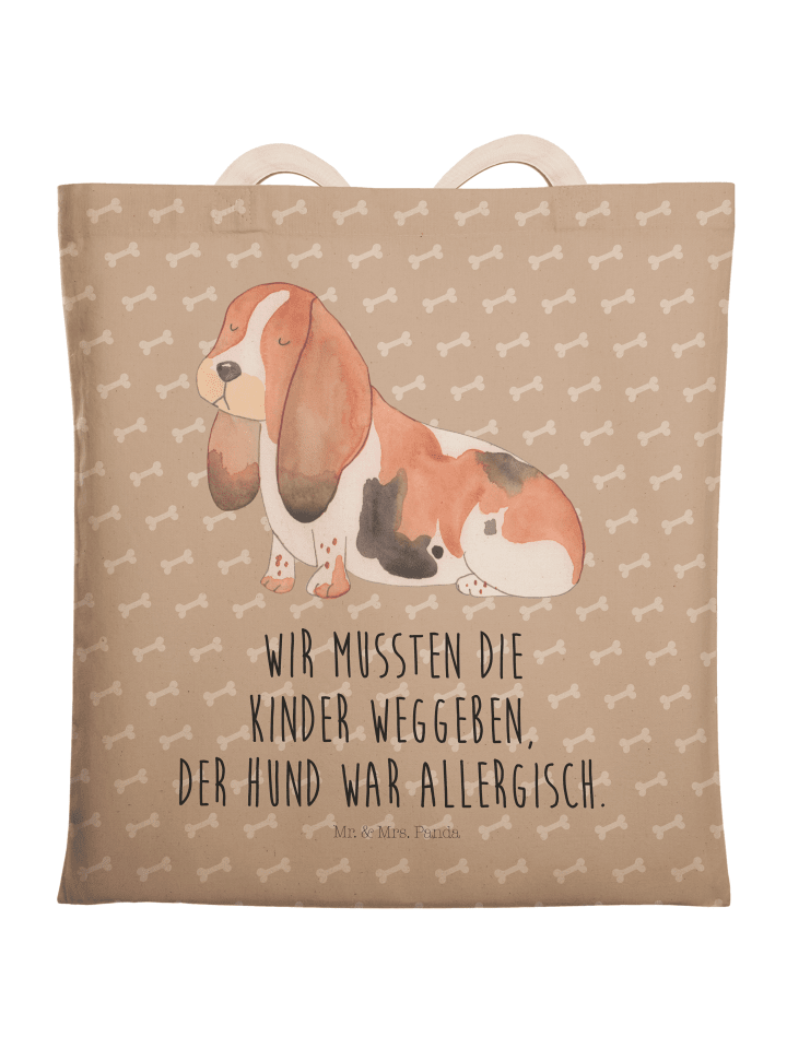 Mr. & Mrs. Panda Einkaufstasche Hund Basset Hound mit Spruch in Hundeglück günstig kaufen onesize