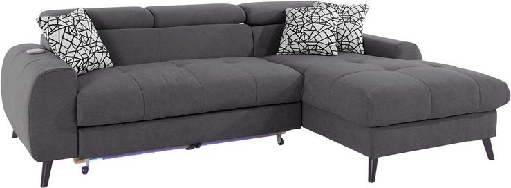 COTTA Ecksofa Mia, 3-tlg.-Kissen-Set, Recamiere, wahlweise mit oder ohne RGB-Beleuchtung
