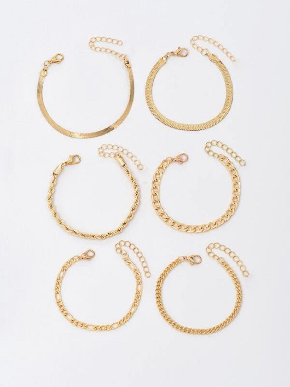 ENGELSINN Ketten und Armband Set Edelstahl Armketten Set Gold Damen Frauen Sommer inkl. Geschenkbox (6-tlg), Sommerschmuck Bestseller Kettenarmband Angebot Sale