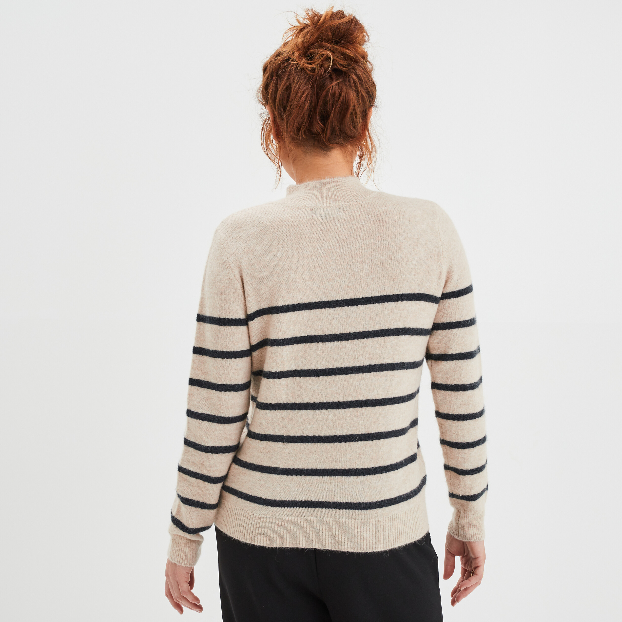 Pull marinière boutons à l'épaule sable femme | La Halle