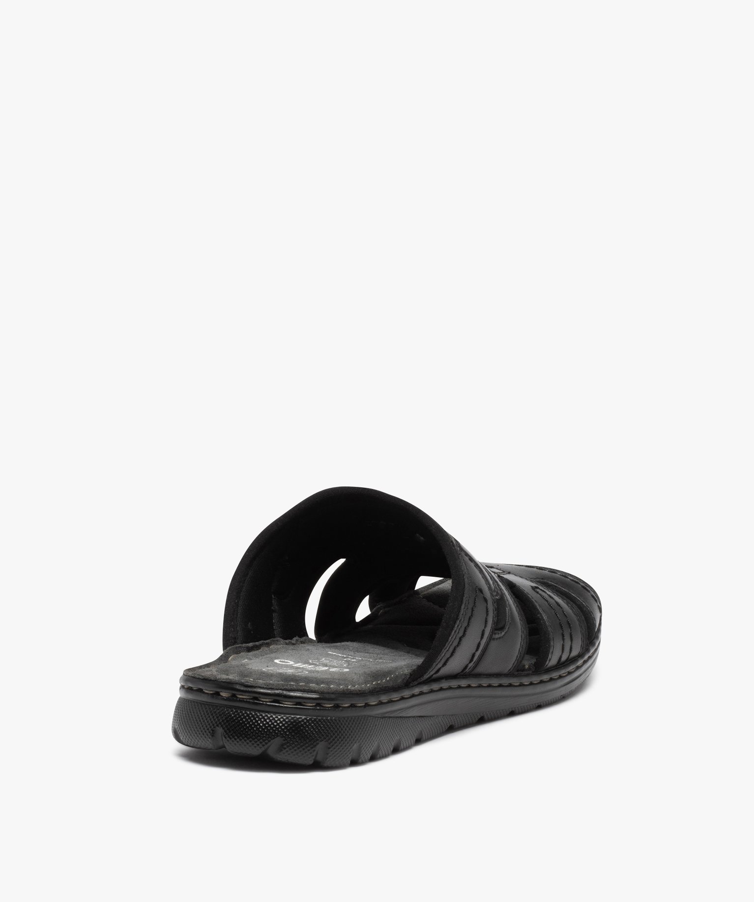 Sandales homme mules confort dessus cuir uni noir | GEMO