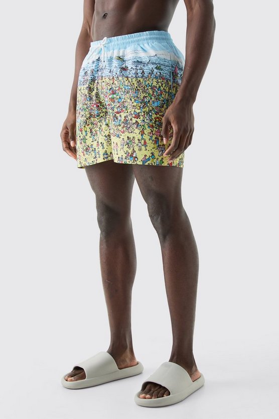 Kurze Badehose mit lizenziertem Worldwide-Print