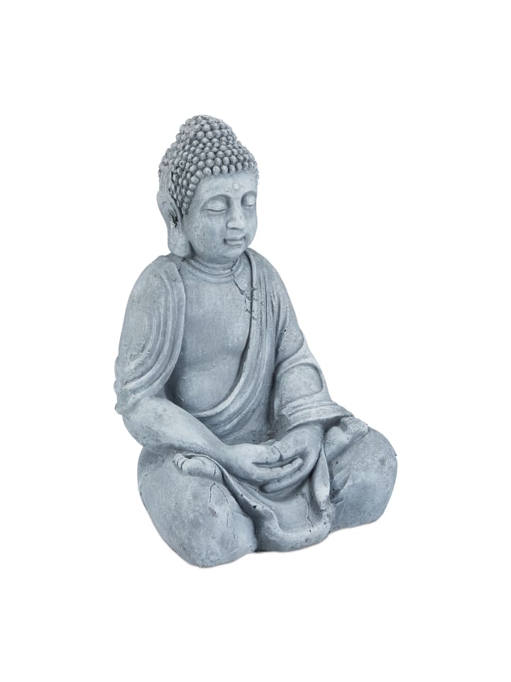 relaxdays Buddha Figur in Hellgrau - (H)50 cm günstig kaufen onesize