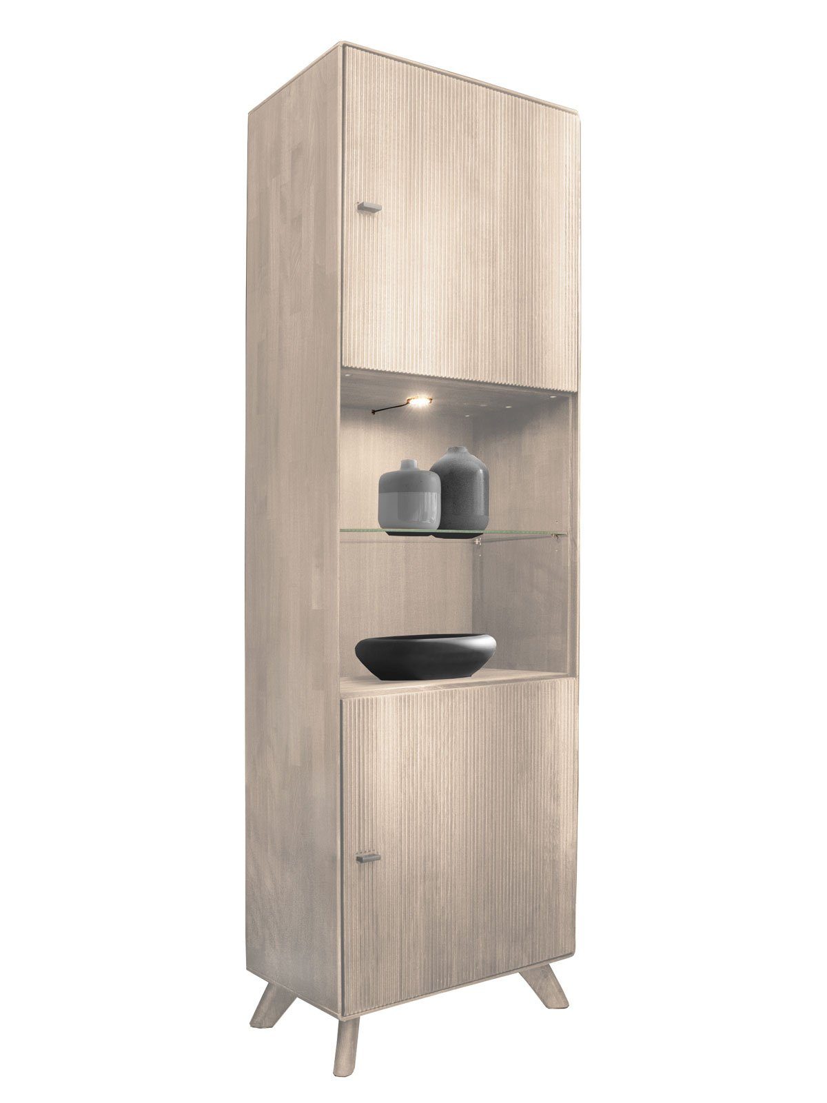 Casamia Highboard Vitrine Standvitrine Massivholz 65x209cm Varese Kernbuche massiv