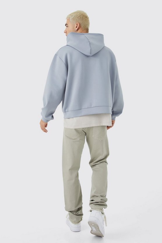 Kastiger Oversize Scuba-Hoodie mit Reißverschluss