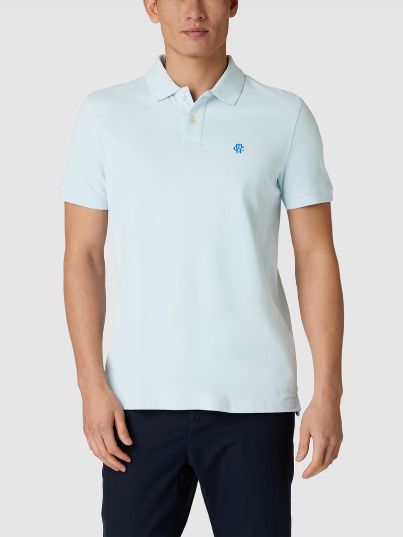 Poloshirt mit Logo-Stitching in hellblau