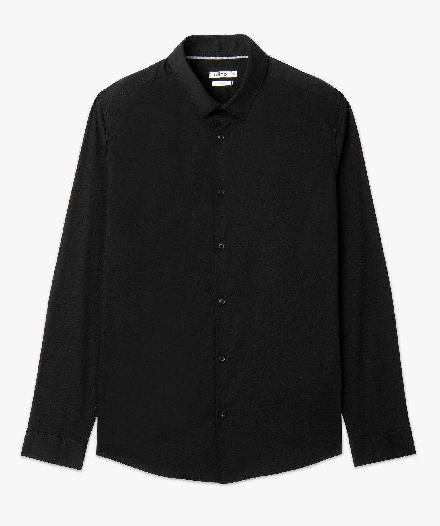 Chemise homme unie coupe slim en coton stretch noir | GEMO