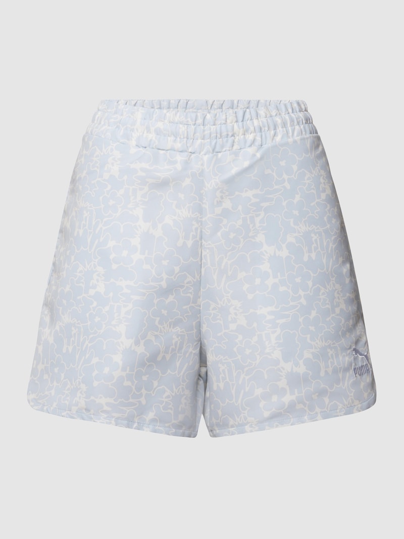 Shorts mit floralem Allover-Muster in hellblau