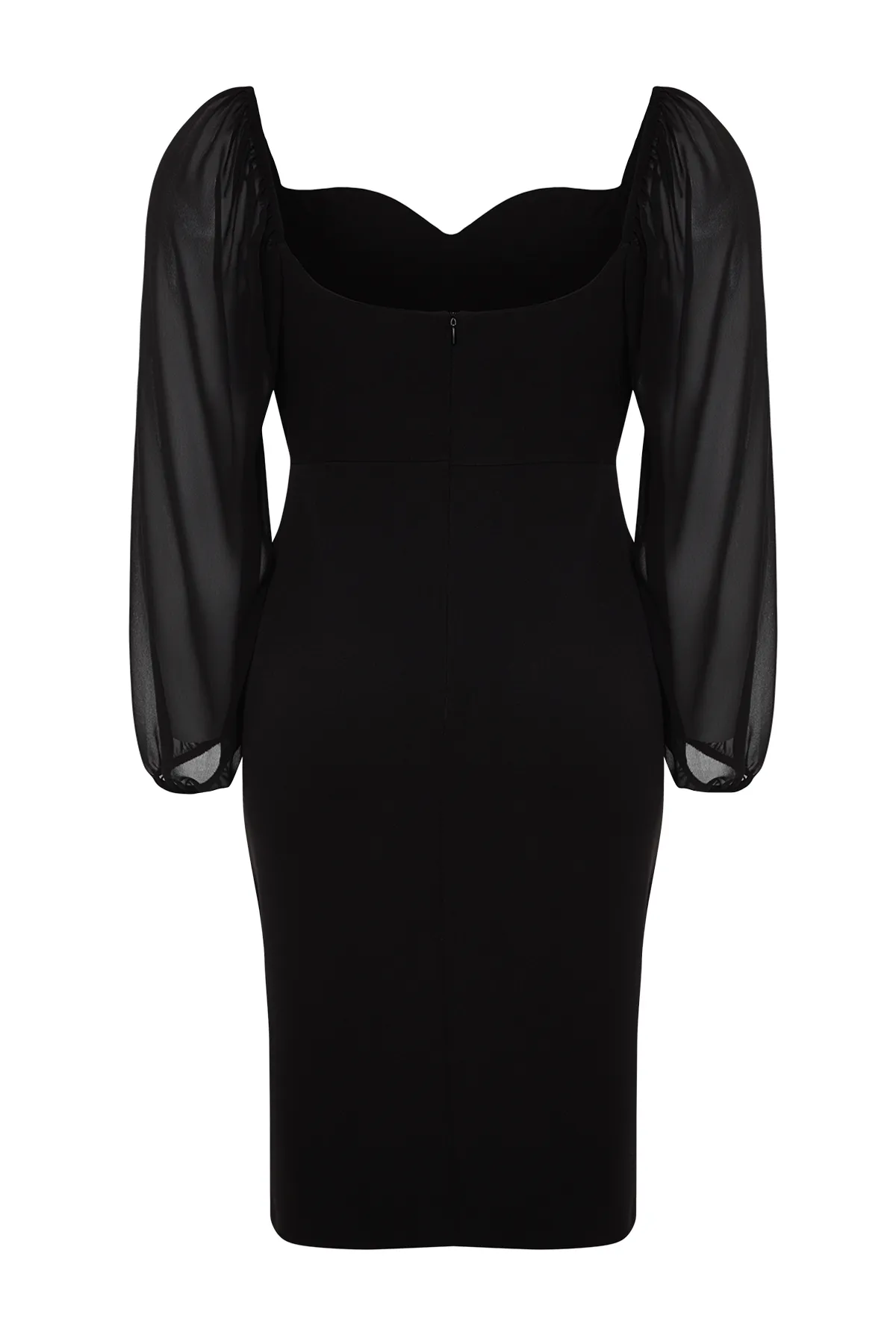 Trendyol Curve  Schwarzes, schlichtes, figurbetontes Mini-Webkleid in Übergröße TBBAW24AH00089