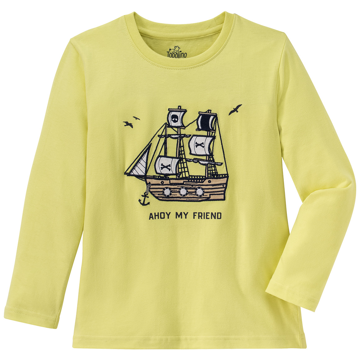 Jungen Langarmshirt mit Piratenschiff-Motiv