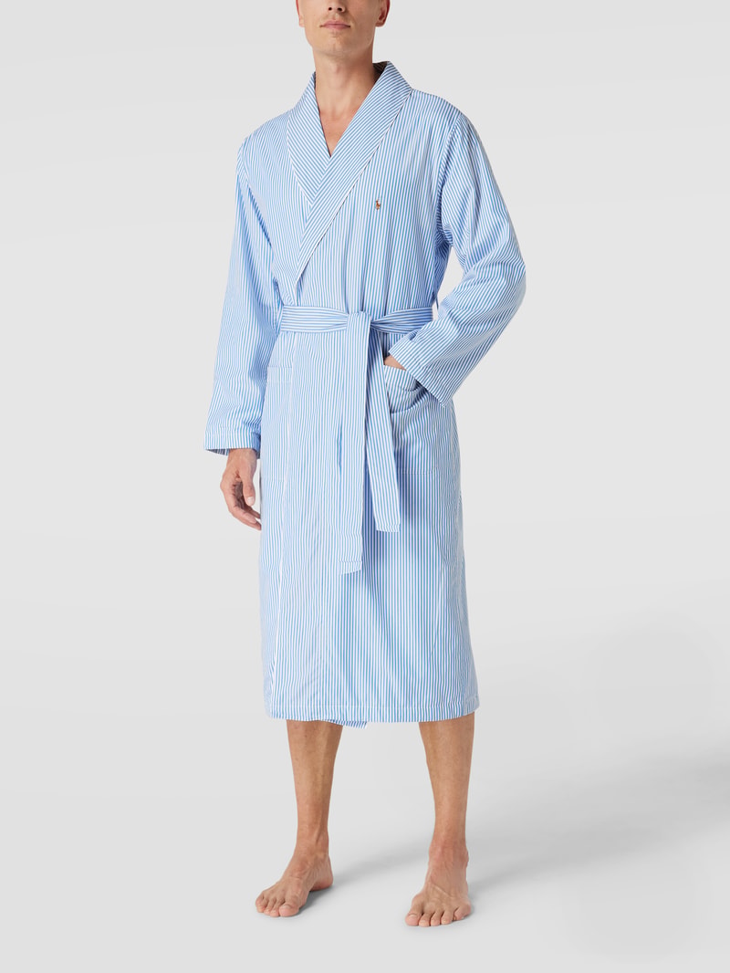 Bademantel mit Streifenmuster Modell 'Terry' in hellblau