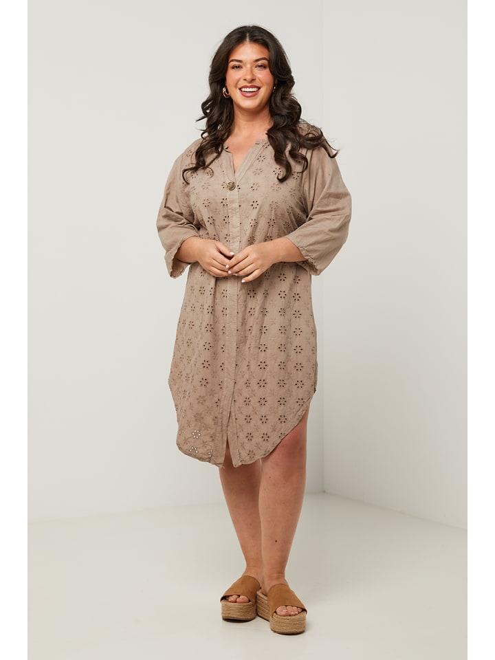 Curvy Lady Kleid in Taupe günstig kaufen