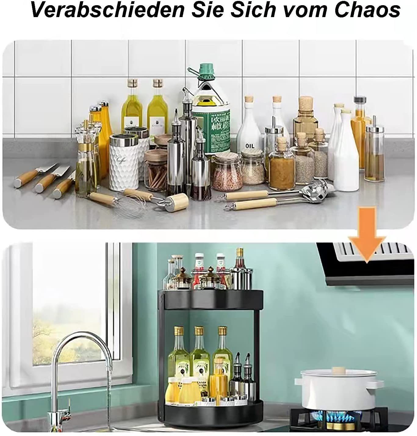 SOTOR Gewürzregal Küche 360 Grad drehbarer multifunktionaler Gewürzorganisator