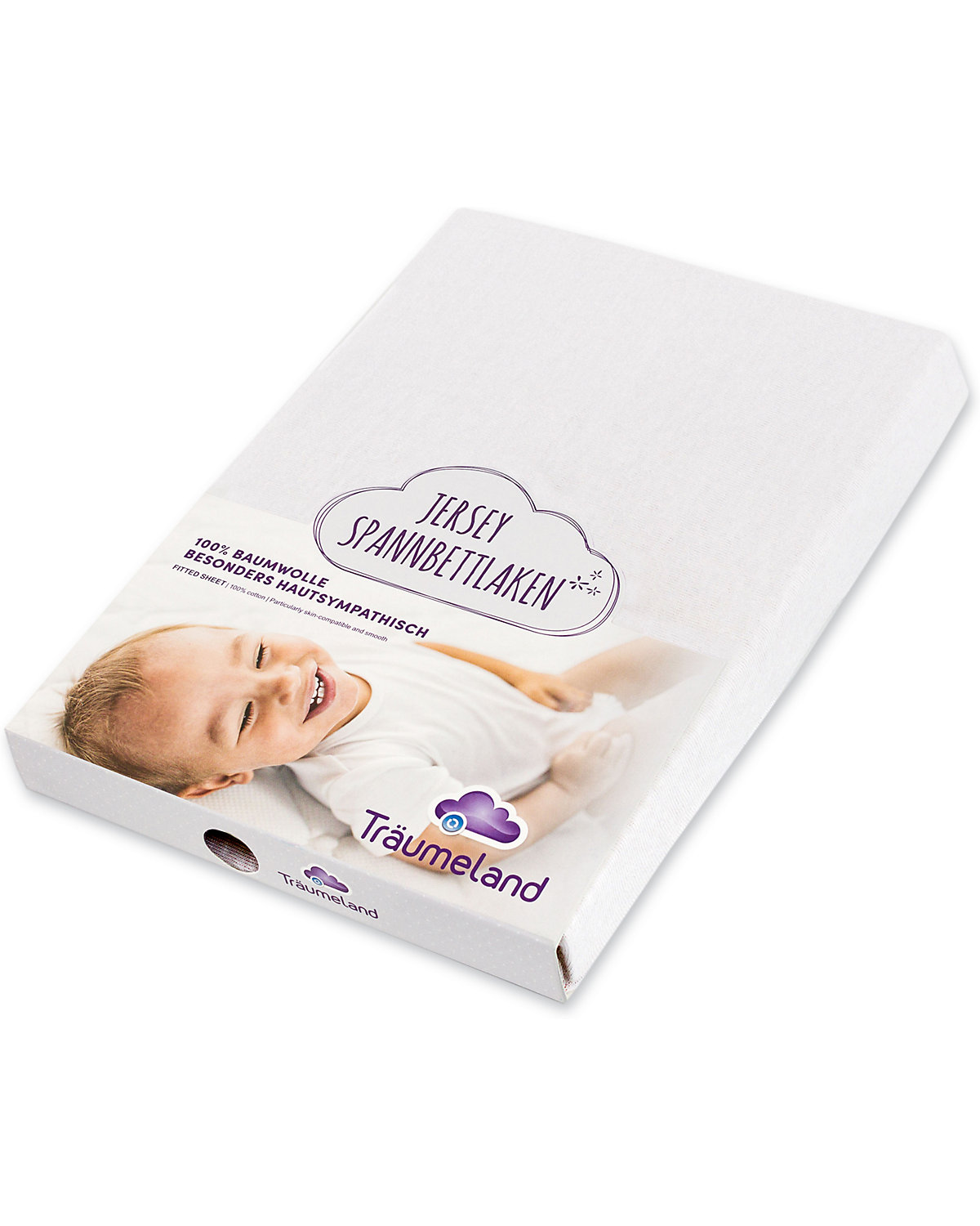 Spannbetttuch Jersey weiß 130 x 130 cm