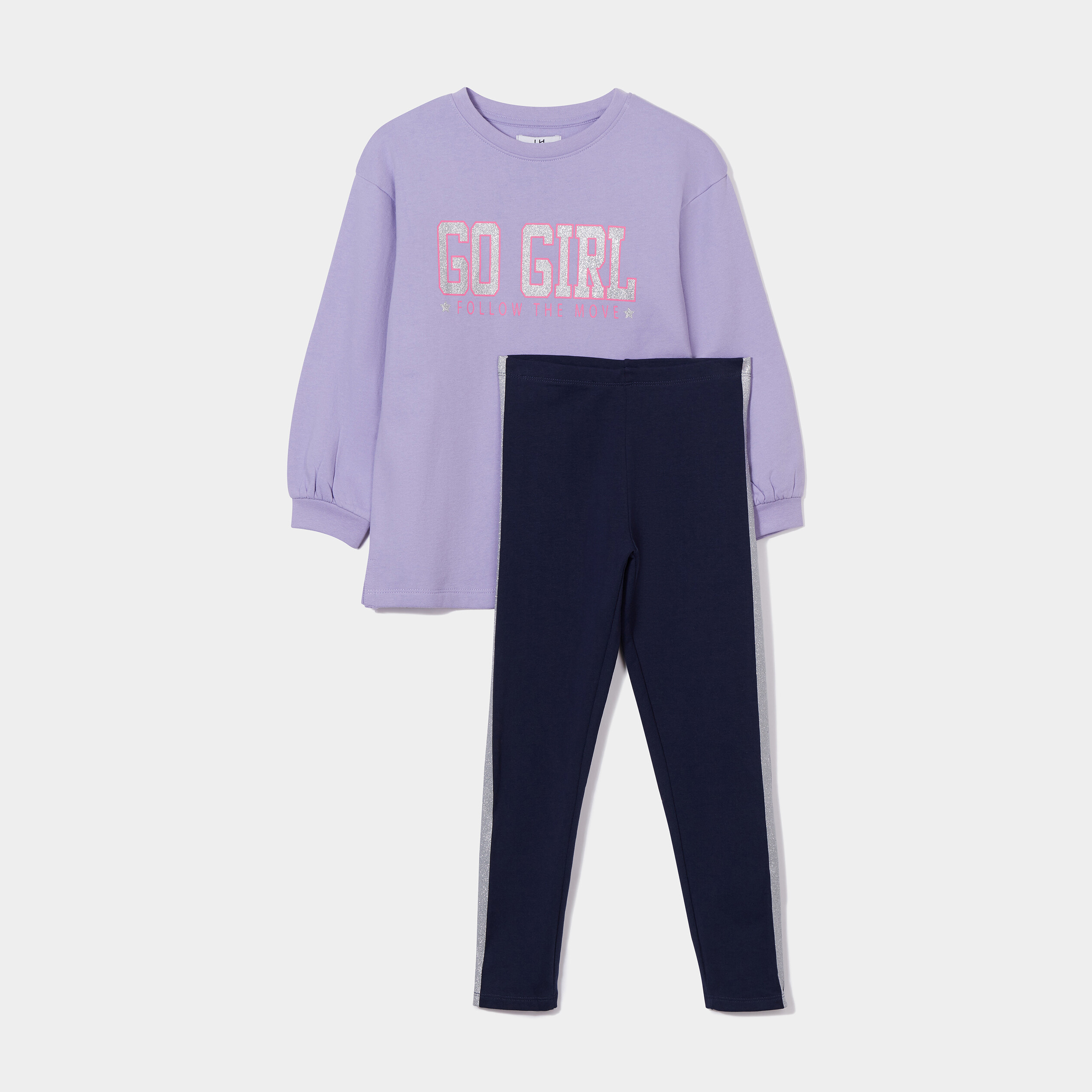 Ensemble sweat long et legging 2 pièces mauve fille | La Halle