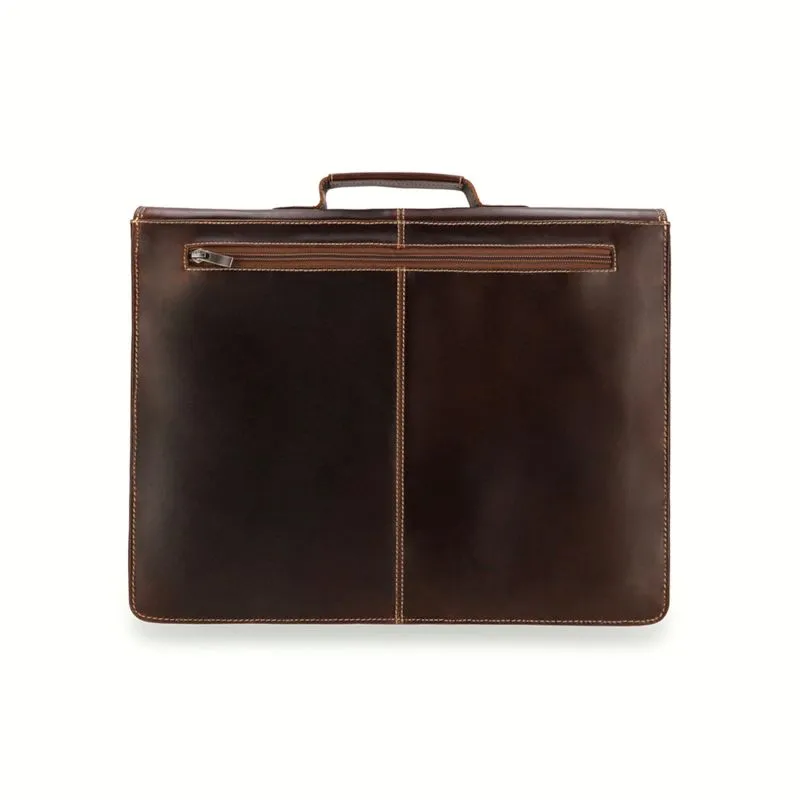 Buckle & Seam Leder Aktentasche Sierra - Braun \/ Stripes