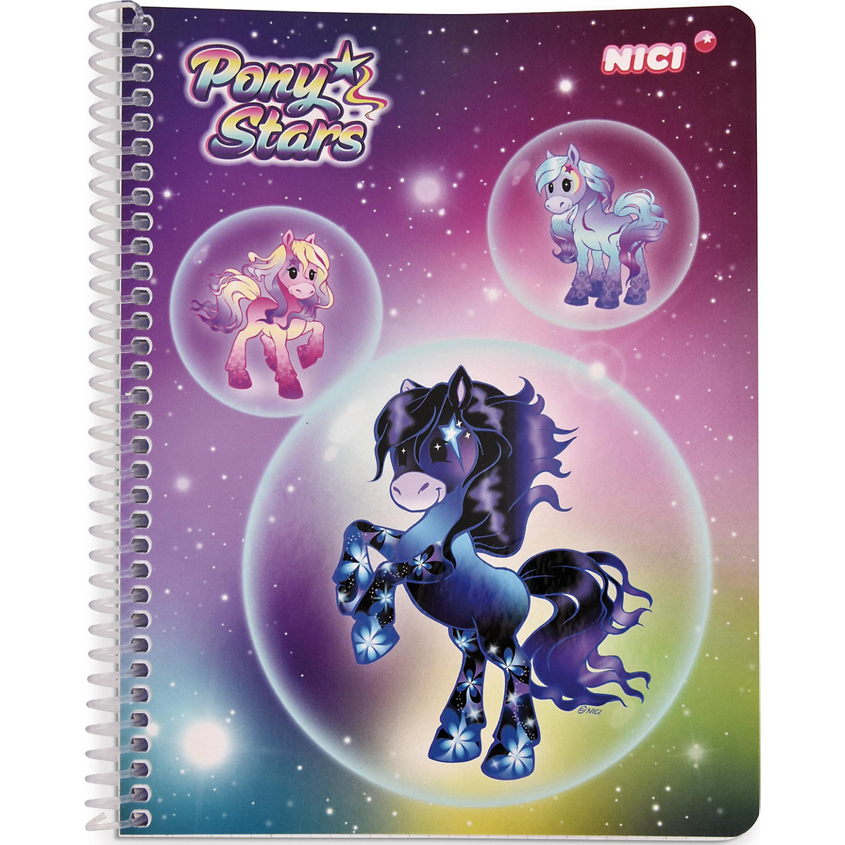 Spiralblock Pony Stars, A5, 80 Blatt, kariert