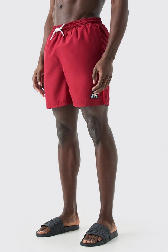 Mittellange Man Badehose mit Paspeln