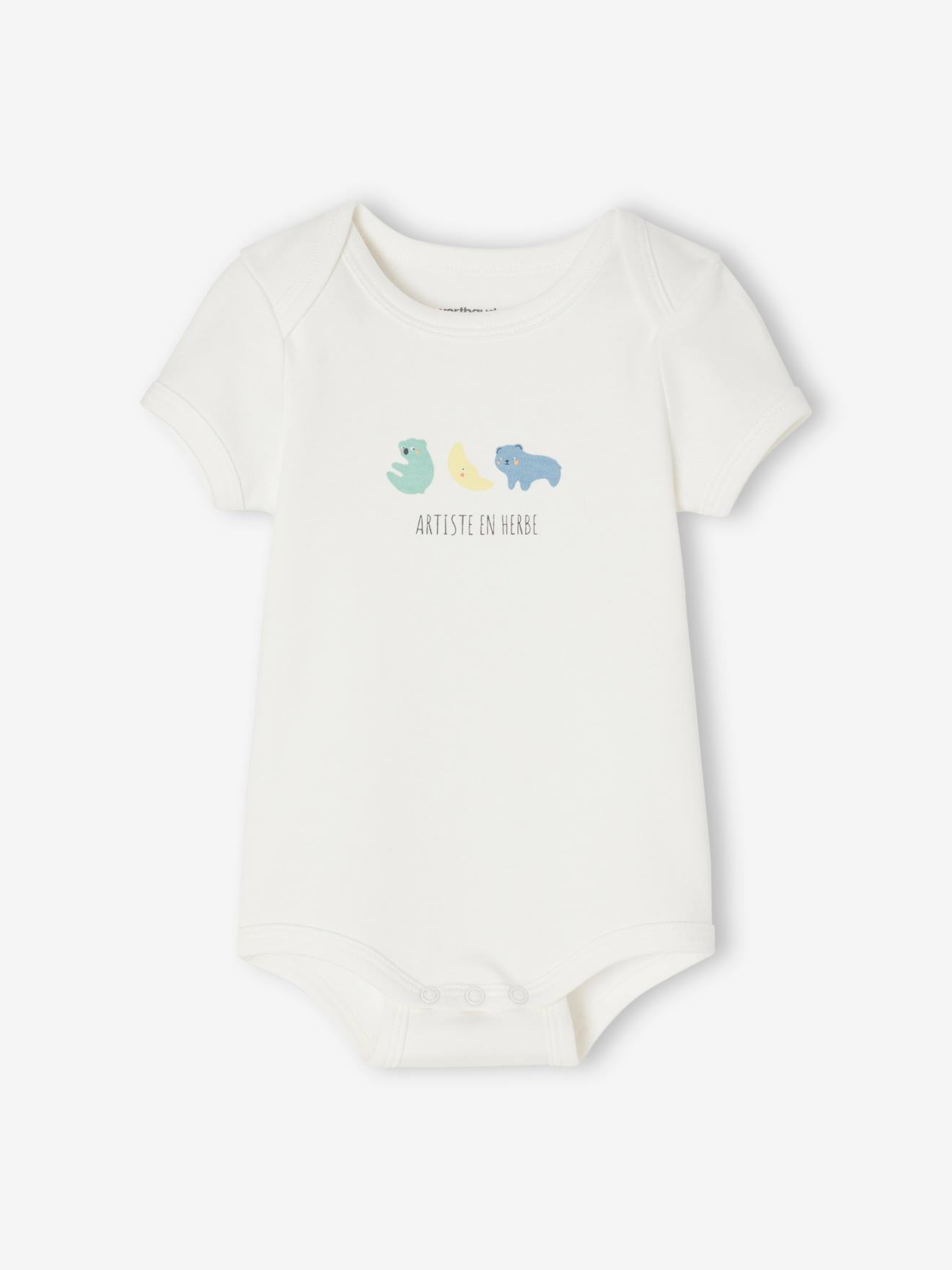 Vertbaudet 3er-Pack mitwachsende Baby Schlupfbodys, Bio-Baumwolle Oeko-Tex - pack hellblau künstler