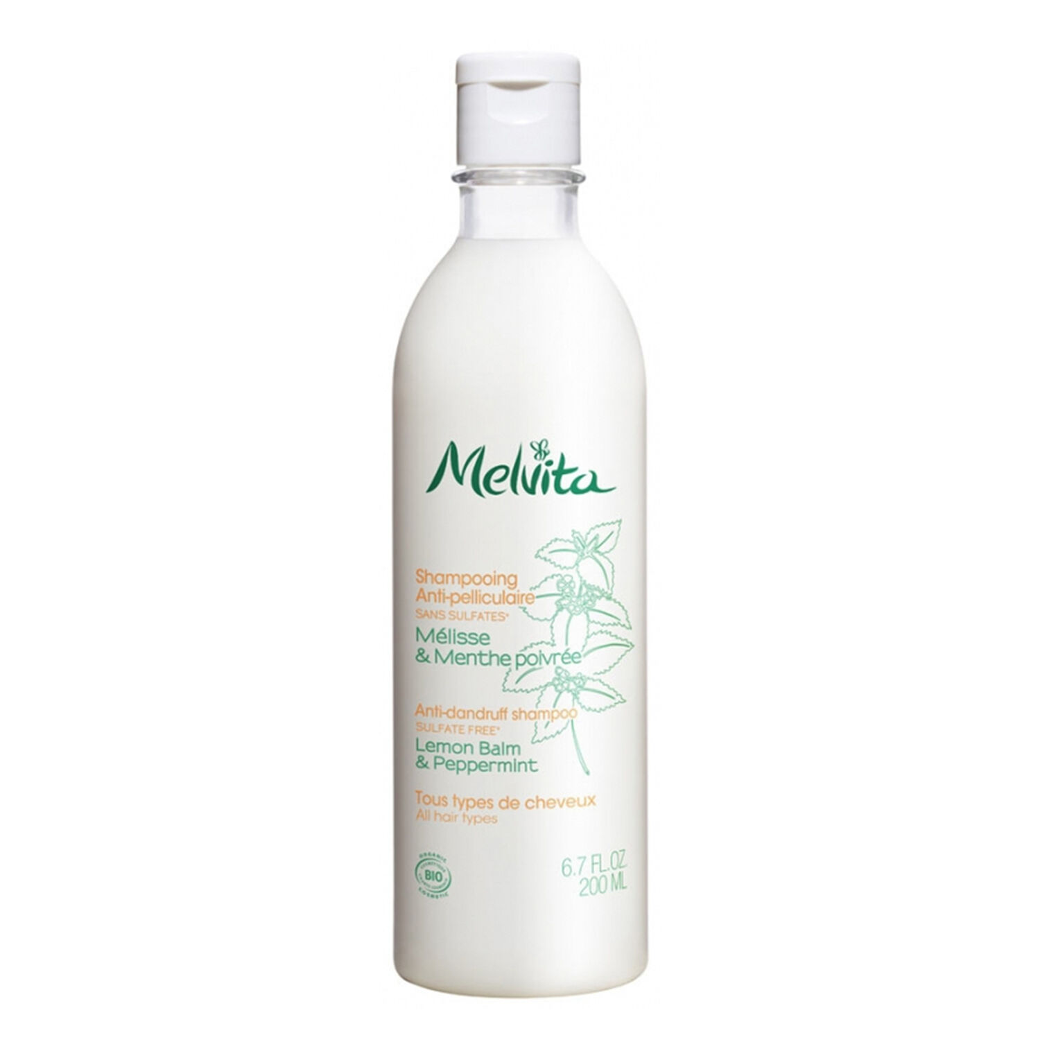 Melvita Shampooing Anti-pelliculaire Mélisse & Menthe Poivrée 200 ml