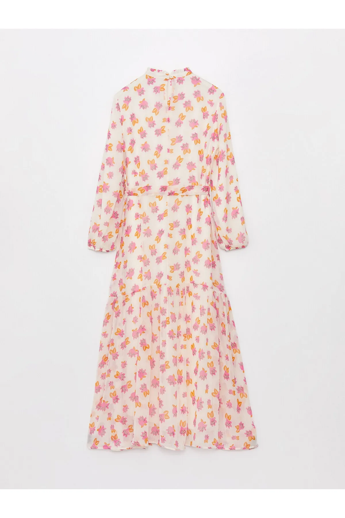 LC Waikiki  Damenkleid mit hohem Kragen und Blumenmuster und langen Ärmeln