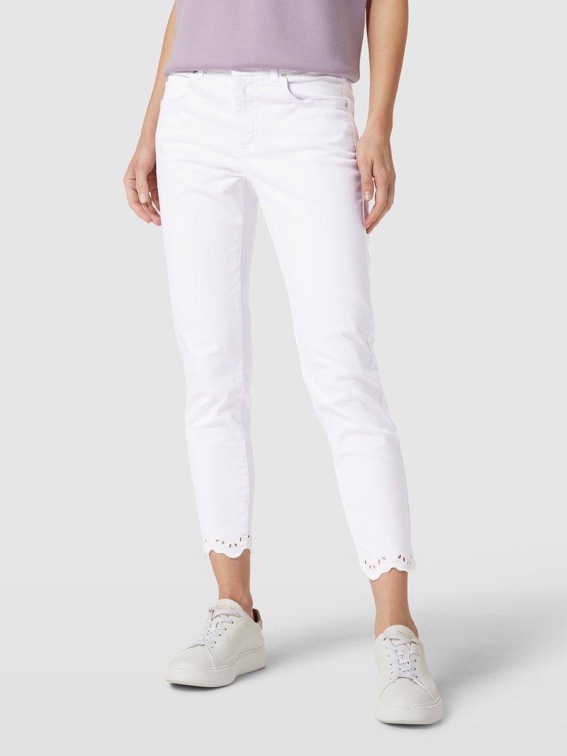 Jeans mit Lochstickerei Modell 'ORNELLA' in weiß