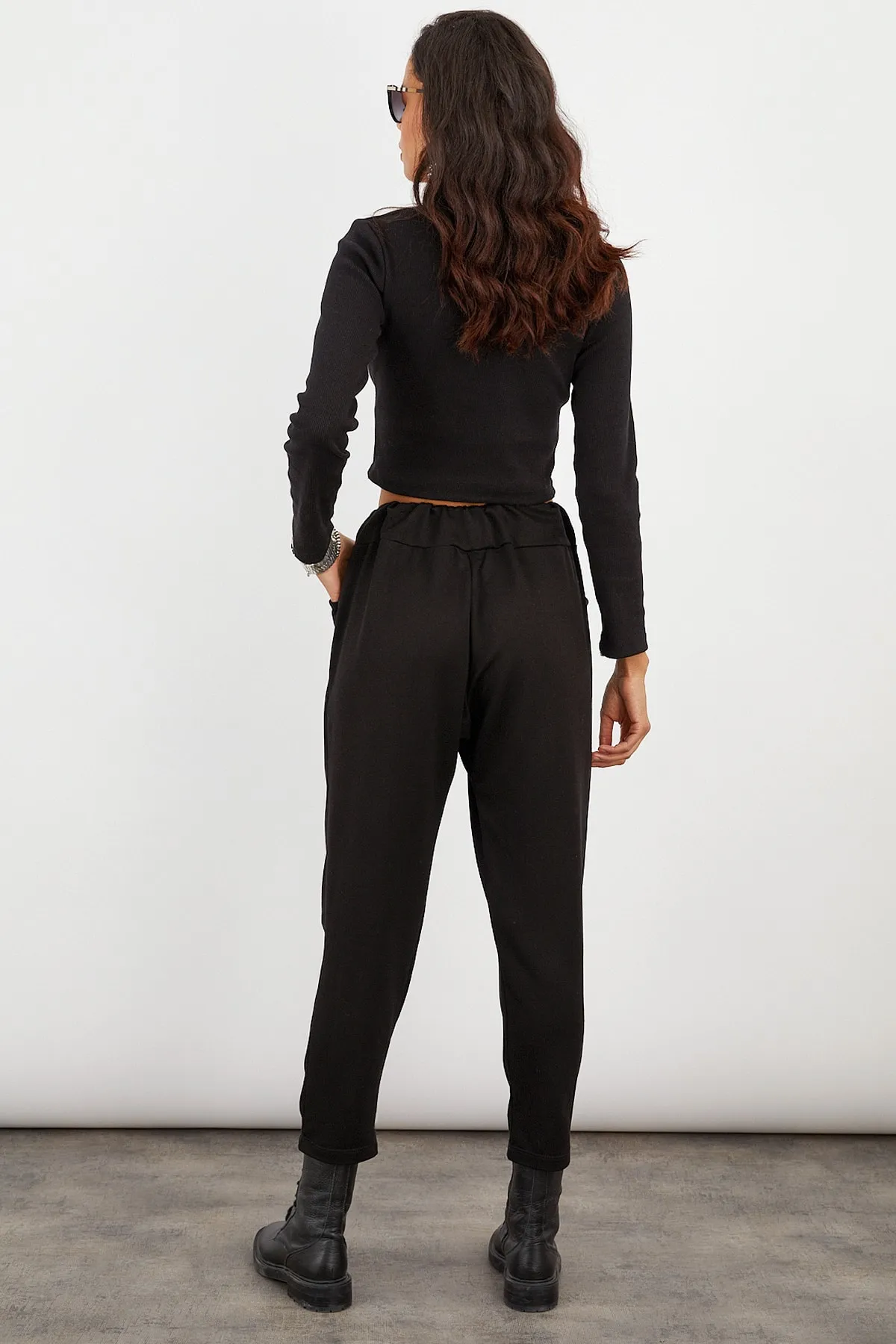 Cool & Sexy  Damen-Shalwar mit eingewickelter Tasche in Schwarz BK1336