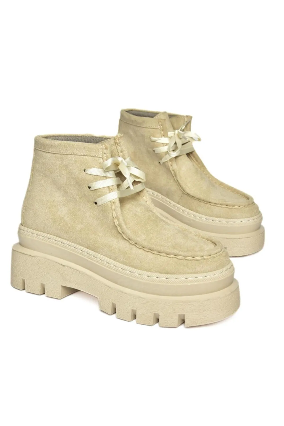 Fox Shoes  R267310202 Damenschuhe aus beigem Wildleder mit dicker Sohle