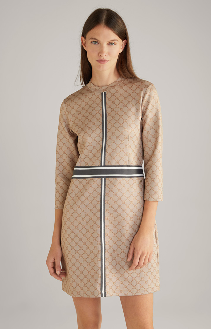 Sweat-Kleid in Beige gemustert