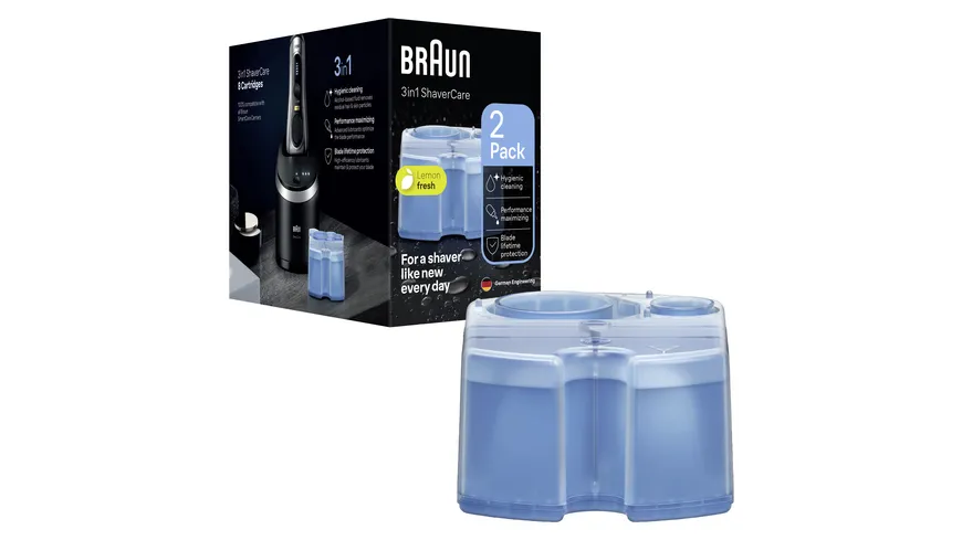 BRAUN 3-in-1 ShaverCare Reinigungskartuschen für Reinigungsstationen, 2er Pack
