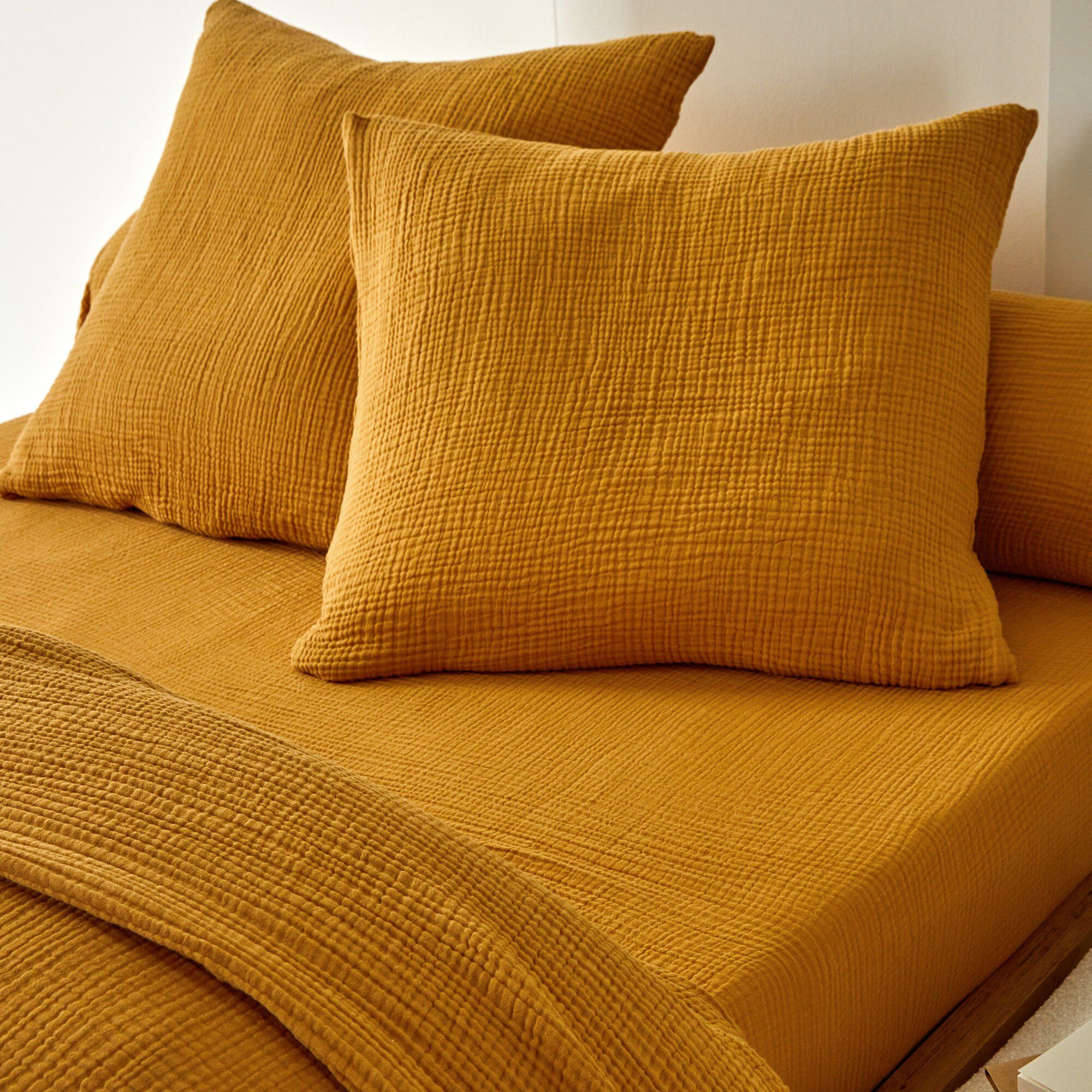Linge de lit uni en triple gaze de coton