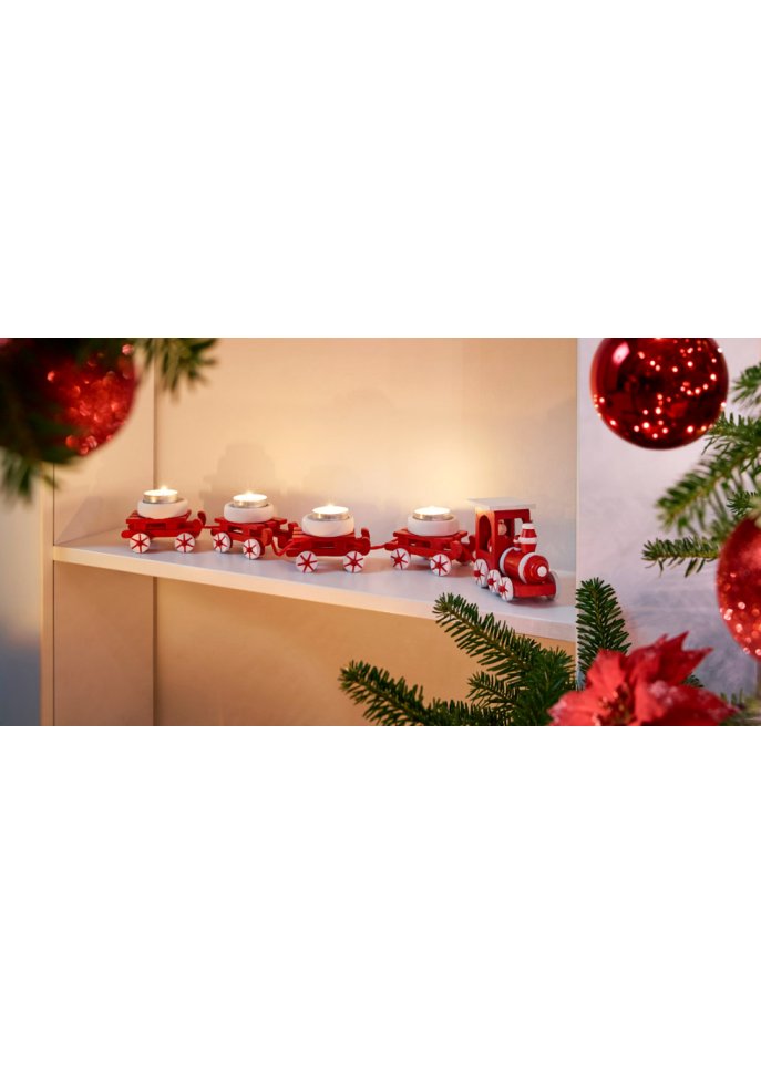 Teelichthalter in Weihnachtszug-Design (5-tlg.Set)