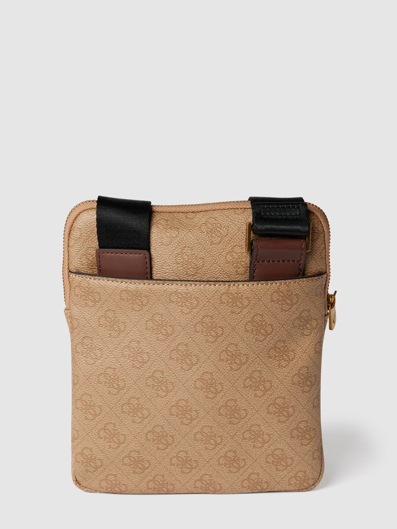 Umhängetasche mit Allover-Logo in beige