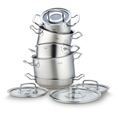 Original-Profi Collection® 5-teiliges Topf-Set mit Glasdeckeln und Servierpfanne