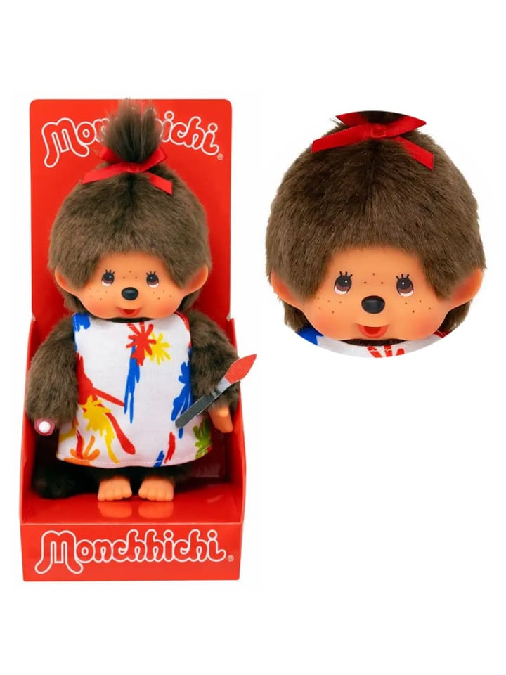 Monchhichi Mädchen im Malerin-Kleid mit Zopf | 20 cm Monchhichi Puppe | Fashion günstig kaufen onesize