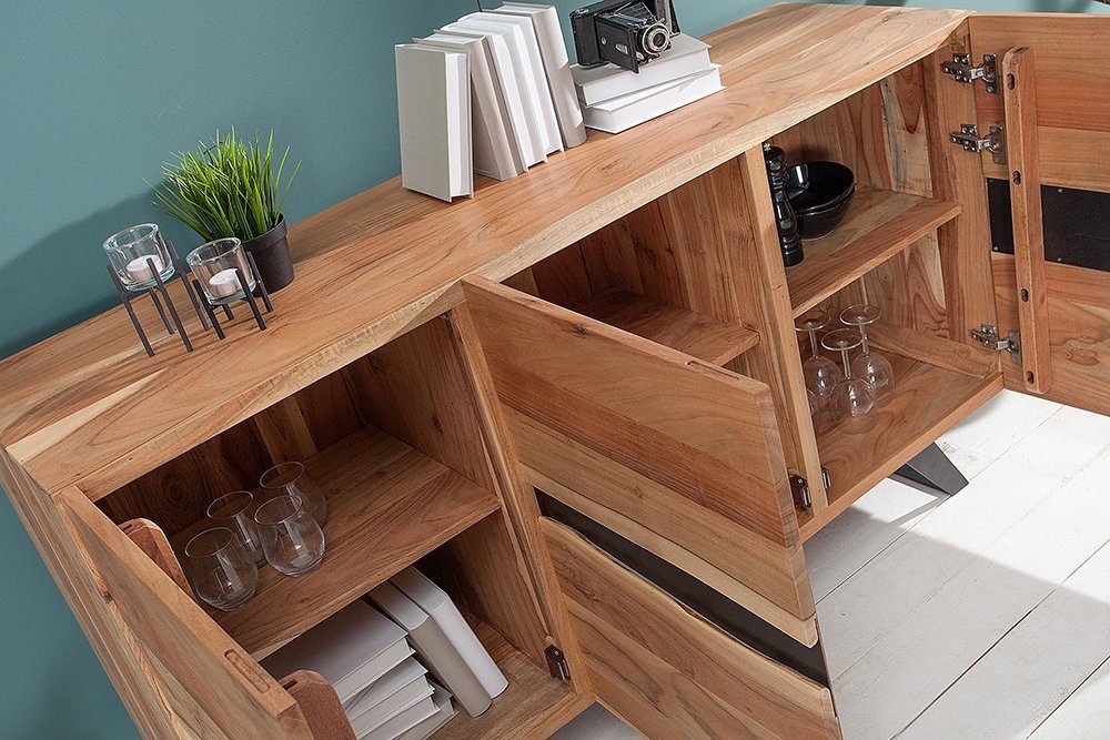 riess-ambiente Sideboard AMAZONAS 150cm natur, Massivholz · Anrichte · Baumkante · Akazie · Kommode · Wohnzimmer
