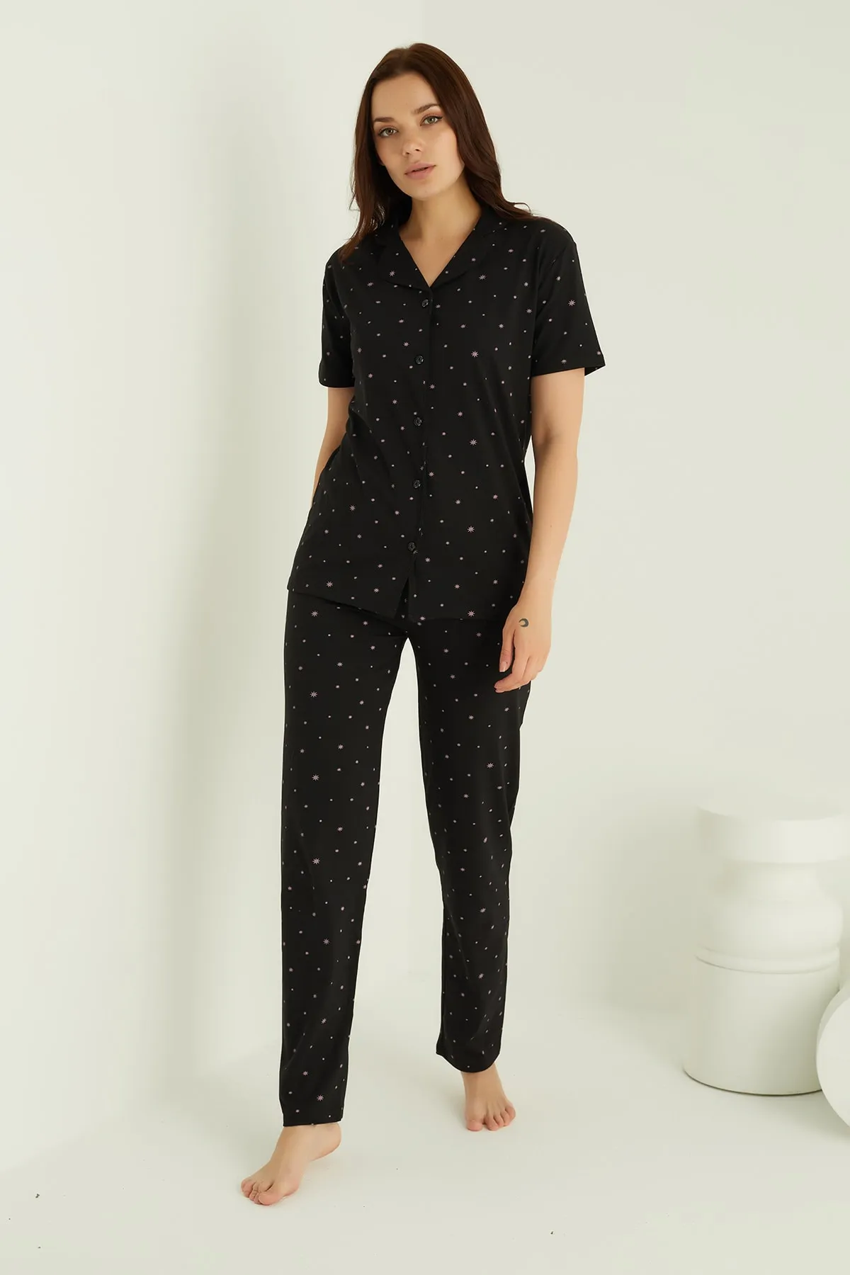 ELİTOL  Pyjama-Set aus Baumwolle mit Knöpfen
