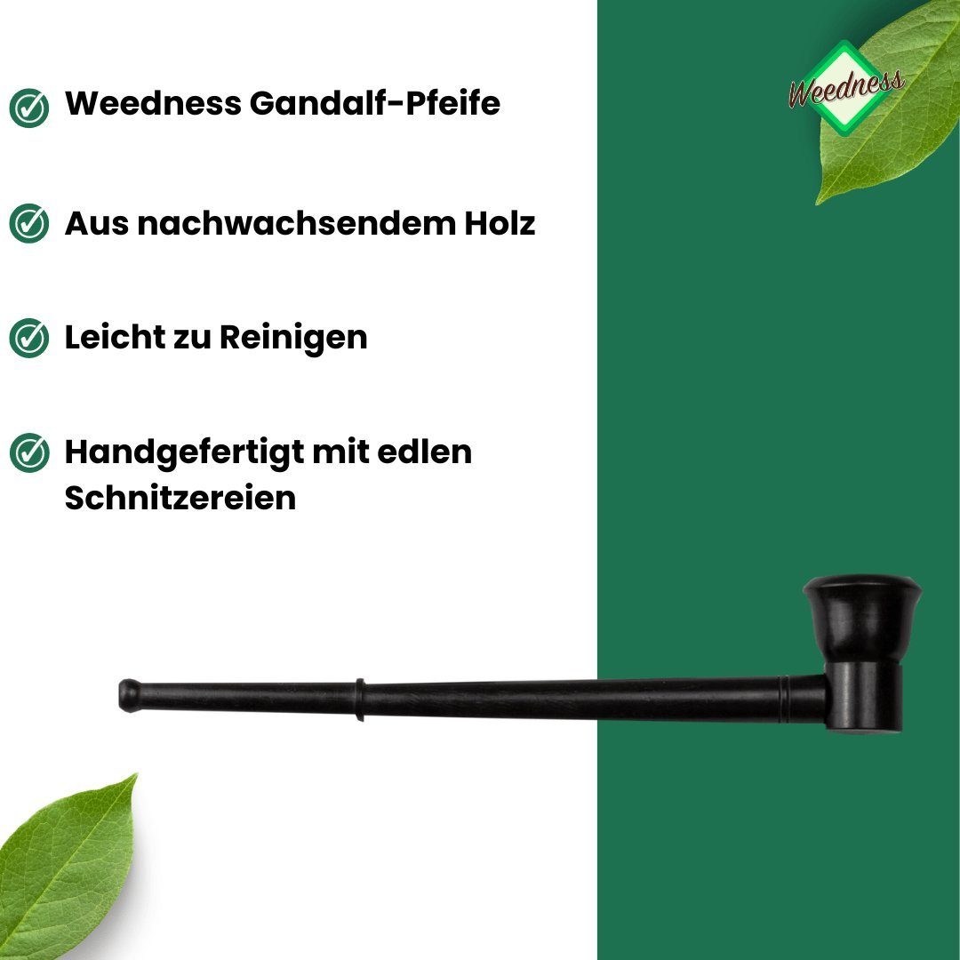Weedness Handpfeife Weedness Gandalf-Pfeife aus Ebenholz Handgeschnitzt Holzpfeife Set, (1-St)