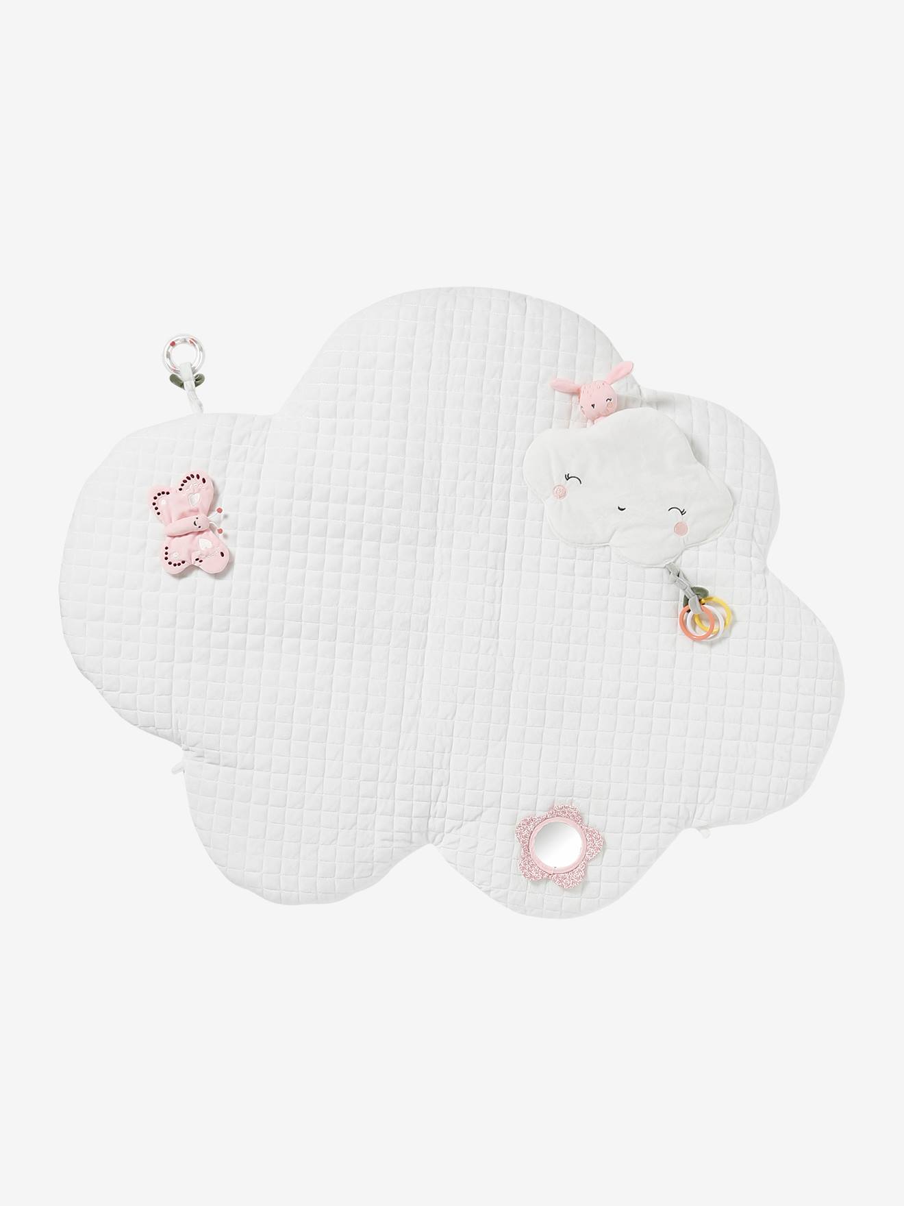 Vertbaudet Baby Activity-Decke in Wolkenform ROSA WELT - weiß