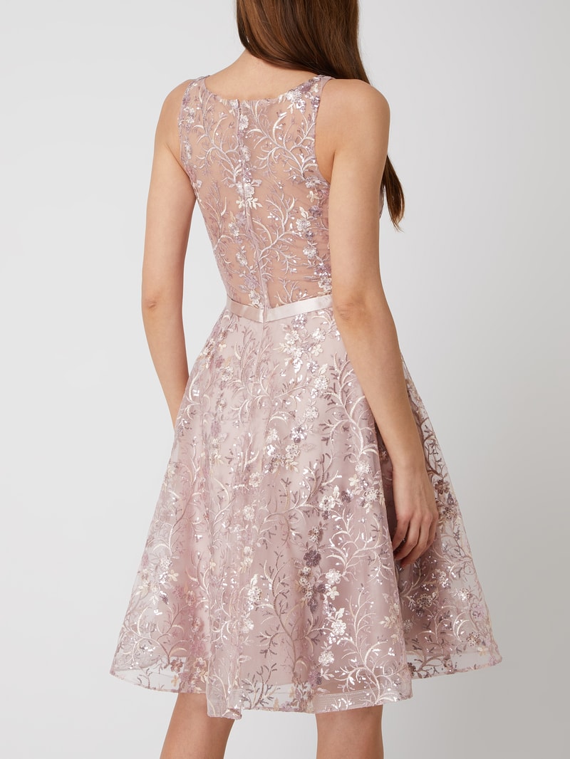 Cocktailkleid aus Organza mit Stickereien in mauve